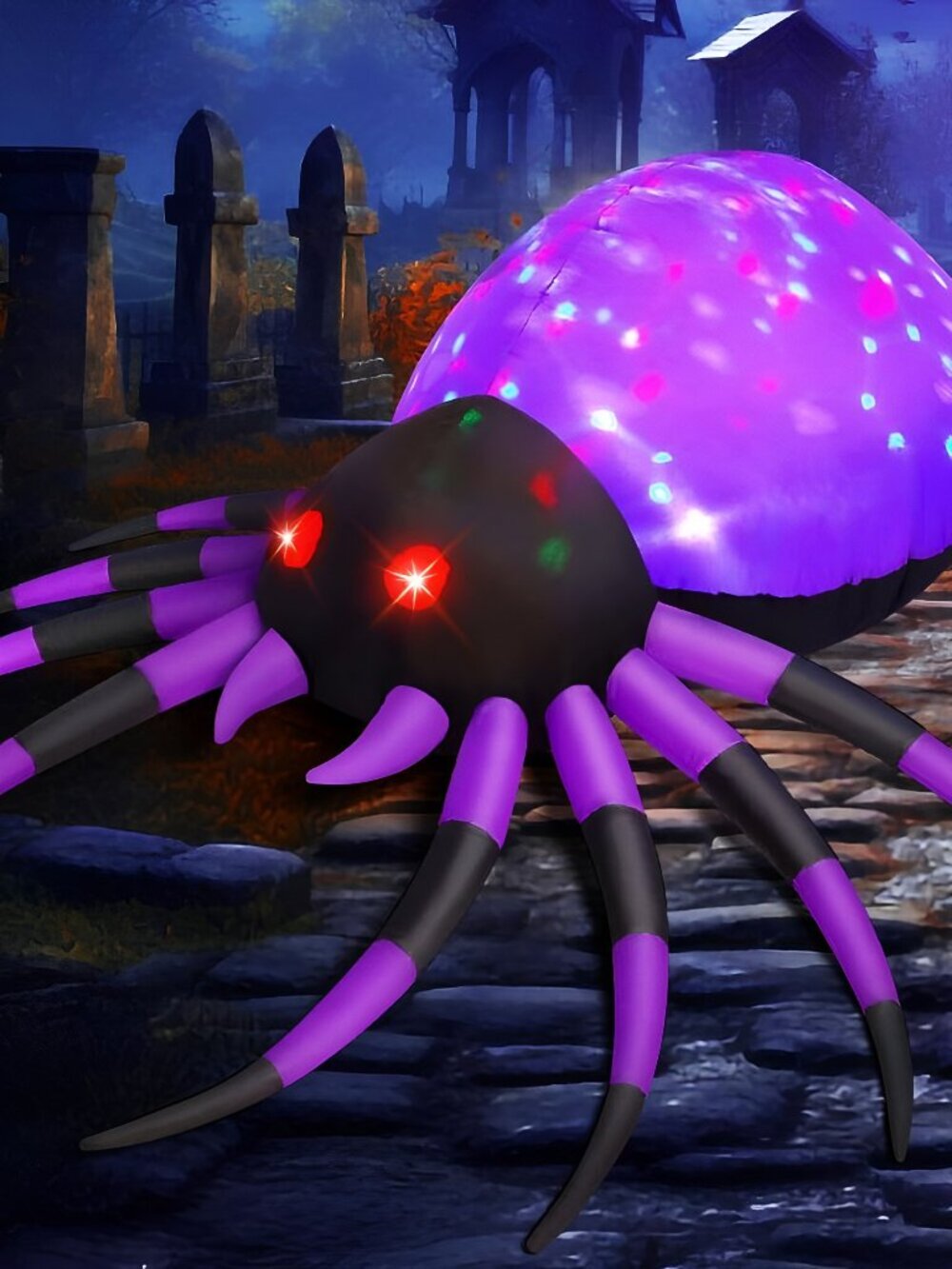 5 FT Width Halloween Inflatable Spider Outdoor Decoration with Magic Light, Blow